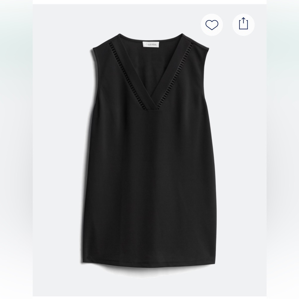 CALVIN KLEIN | Adoria V Neck Detail Knit Top | Black | XL